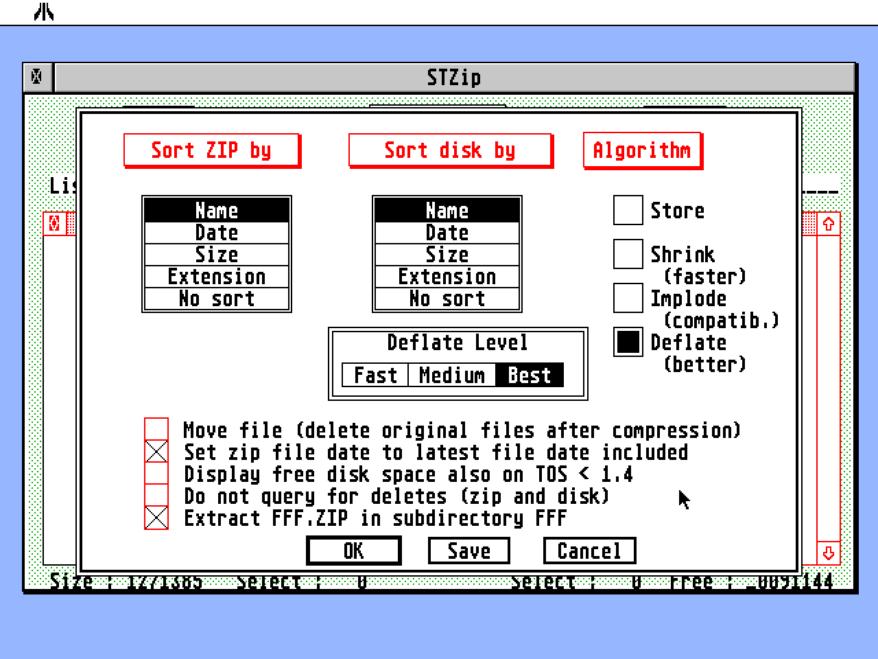 STZIP atari screenshot